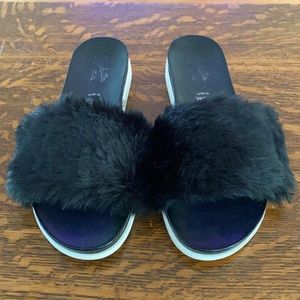 Seychelles beyond reason faux fur slides
